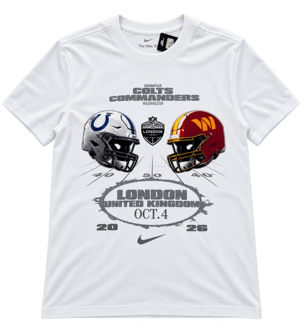 NFL International Games 2026 Nike Match Up T-Shirt - Colts vs. Commanders - London